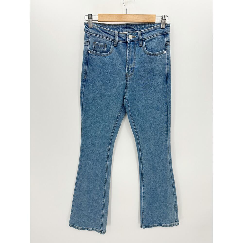 Princess Polly Women Flare Bootcut Denim Jeans Medium Wash Blue Cotton Size 4